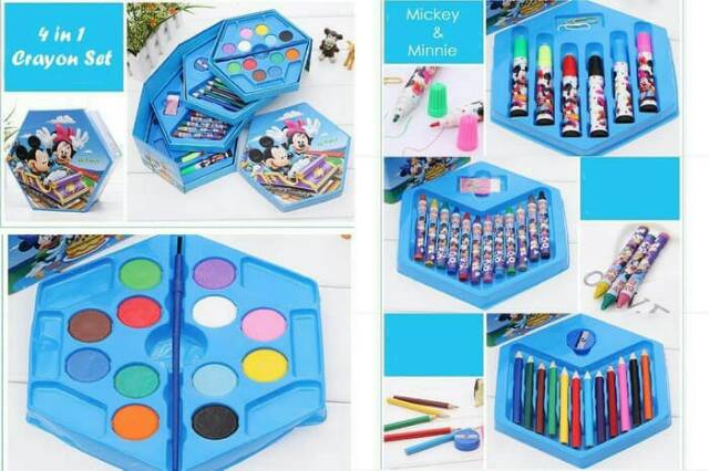 Crayon Set Karakter 4in1 isi 46 - Alat Perlengkapan Menggambar