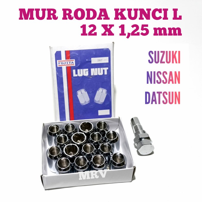 MUR BAUT RODA VELG BAN MOBIL KUNCI L / LUG NUT FUJITA 12x1,25mm