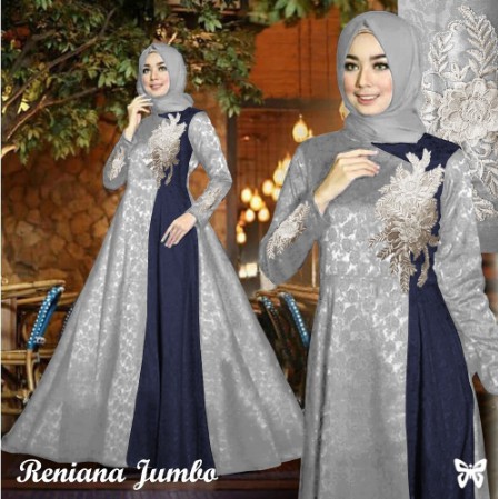JUMBO Busana Muslim Gamis Murah Gaun Pesta Muslimah Baju Pesta Wanita Kondangan Mewah Kekinian LD120