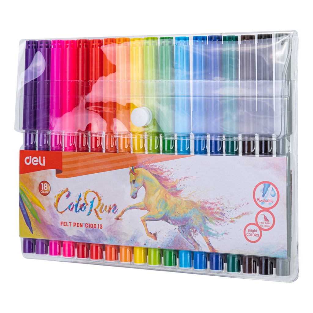 HAPPY TIME DELI SPIDOL WARNA EC100 ISI 12/18/24 WARNA FELT PEN 1.0mm ALAT TULIS KANTOR SEKOLAH