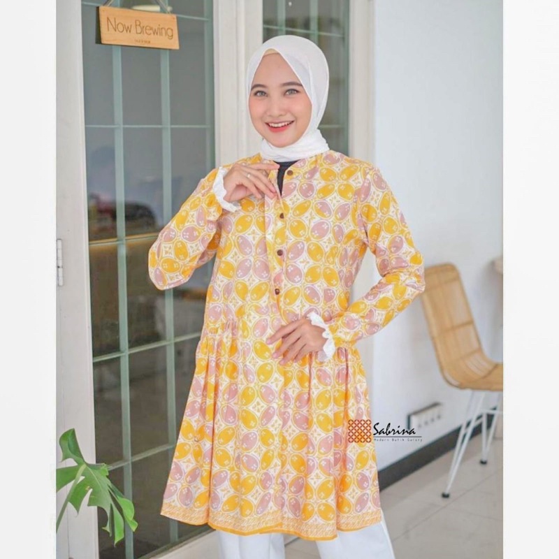 New Bianca Blouse Atasan Batik Kerja Kantor Modern Cantik Kekinian