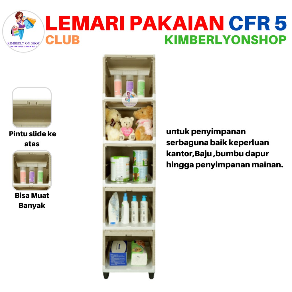 Lemari Plastik Laci Club Flip Susun 5 Lemari Pakaian