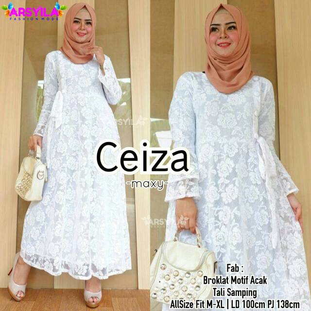 Gamis brokat putih Ld 100