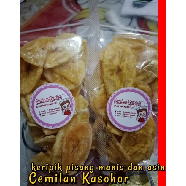 kripik pisang manis, asin