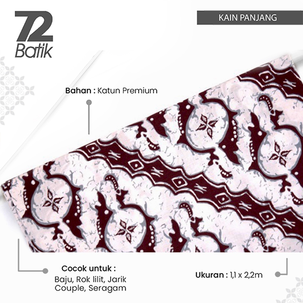 KAIN BATIK PREMIUM Bahan Katun Motif Lereng Warna Coklat Choklat Cokelat Putih 727177 CAP 72 - Jarik Jarit Samping Kebat Panjang Batik Katun Modern Premium Bahan Seragam Batik Pernikahan Kantor Keluarga Murah Kamen Jadi Batik Bali Lembaran