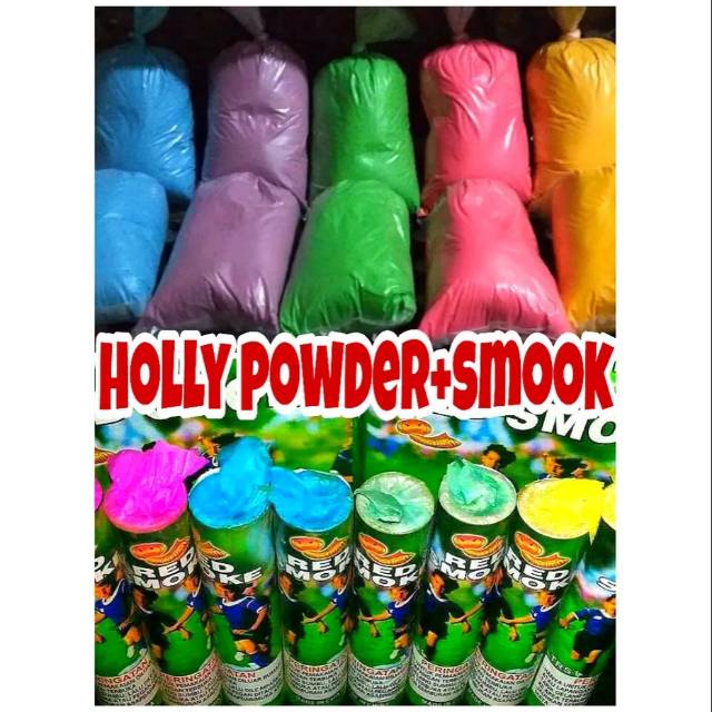 

(COD)holy powder paket hemat 3warna holi powder dan 1pcs smook colour
