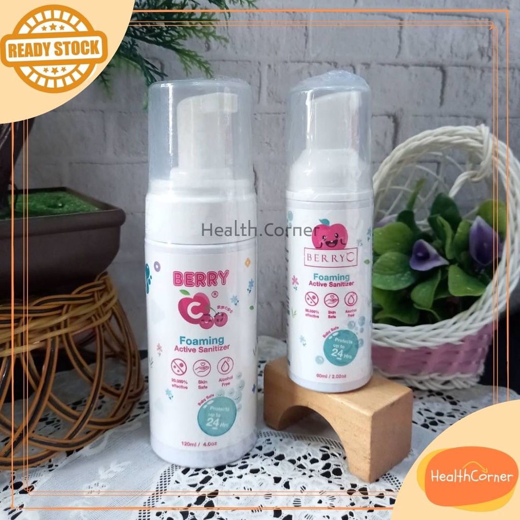 BerryC Foaming Active Sanitizer - untuk Hand &amp; Body, non sticky, non wet, rinseless wash 120ml