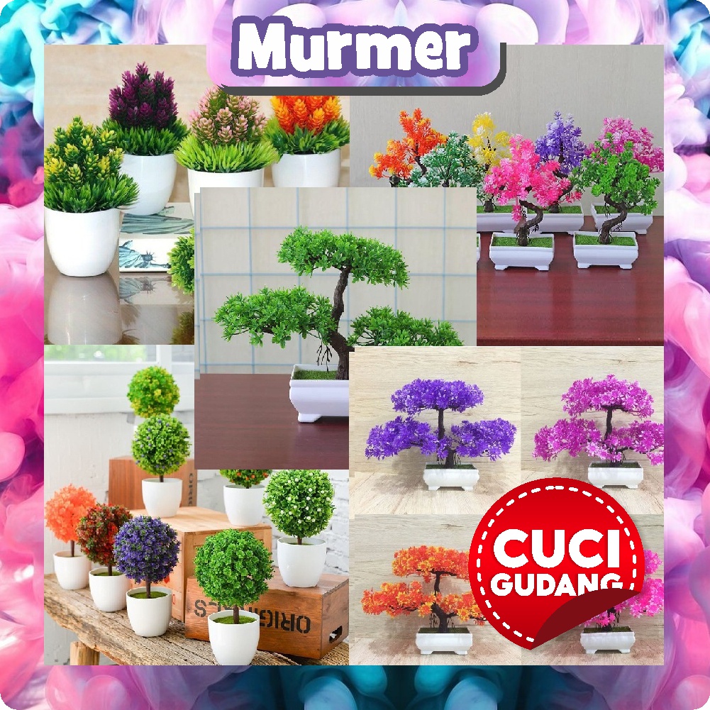 MurmerOfficial Ornamen Tanaman Pohon Bonsai Flower Pot Vas Bunga plastik Buatan Dekorasi Meja Cod R083