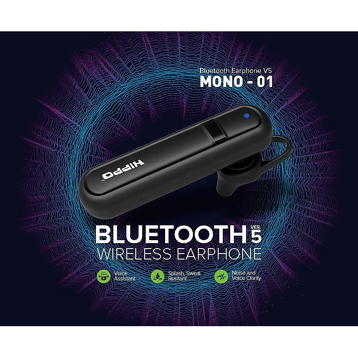 Handsfree Hippo Mono 01 Bluetooth Headset Handsfree Original