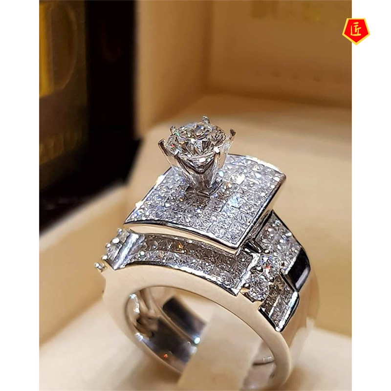 [Ready Stock]Diamond Inlaid Ring Set Ring Luxury Creative Design