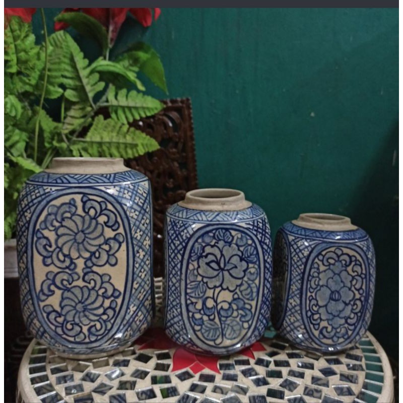 Guci kuno 1 set keramik lawas Antik Vintage halus mulus