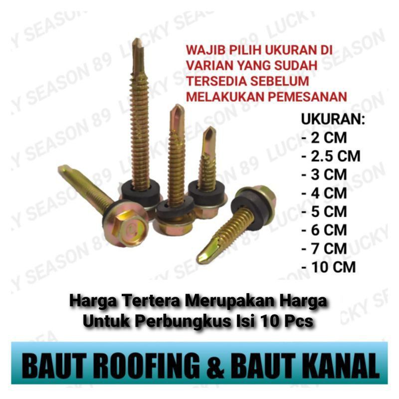 BAUT ROOFING 10PCS/SEKRUP ROOFING/BAUT BAJA RINGAN/BAUT ROOFING