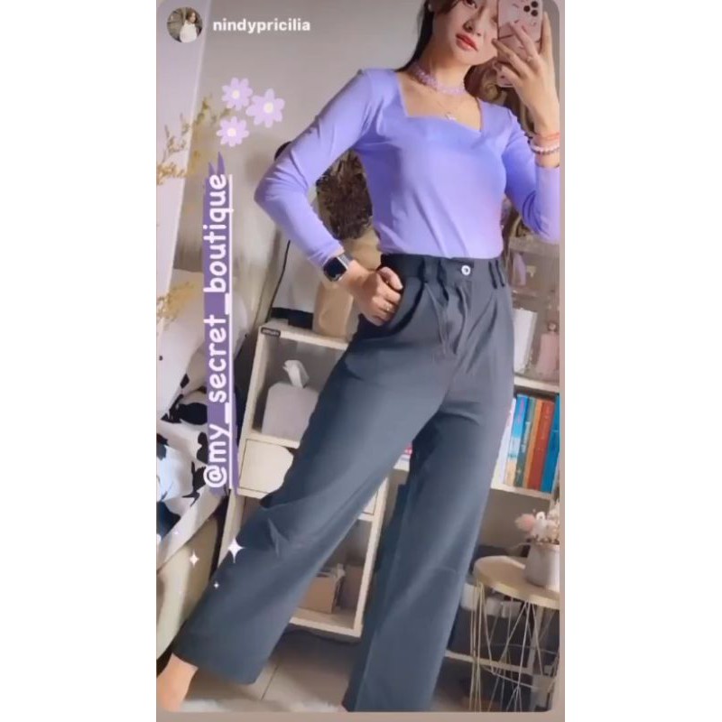 top la dress leher kotak lilac