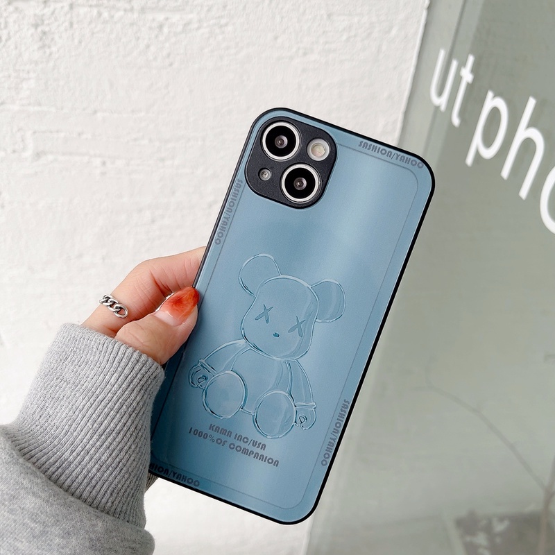 Hard Case Tempered Glass Motif Violent Bear Untuk Iphone 13 12 11 Pro X Xs Max 7 8 Plus