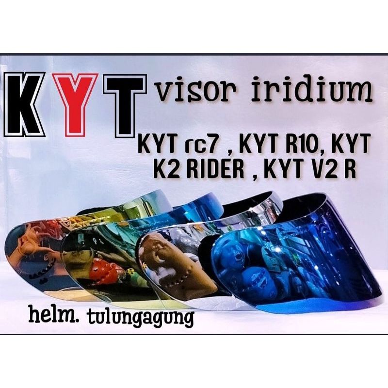 Kaca Helm Flar visor iridium blue kyt r10 + kyt rc-7 + kyt k2r + mds viktori + stiker visor