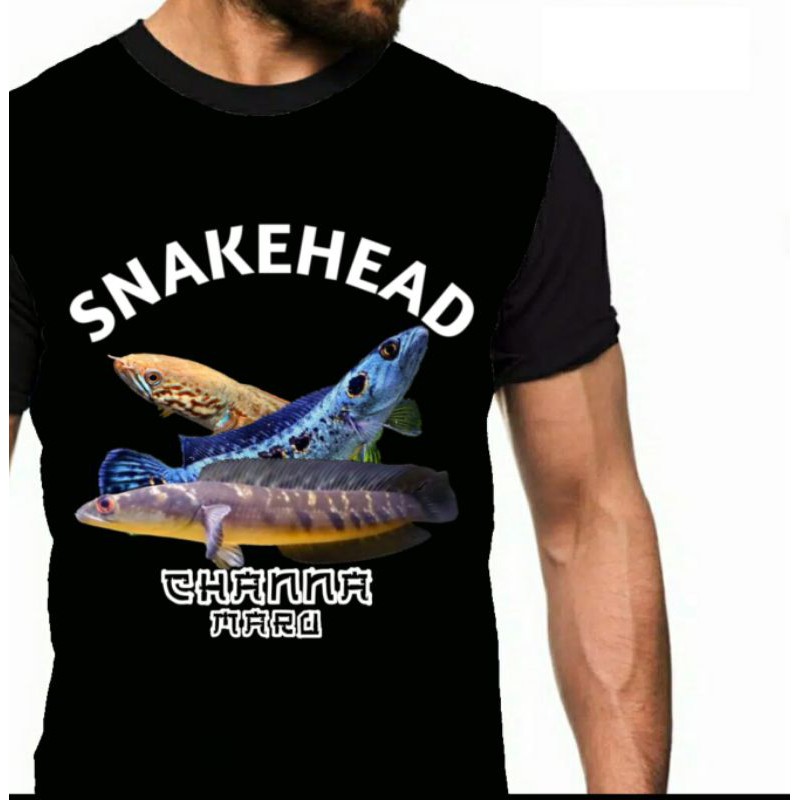 Kaos Snakehead fish pecinta ikan ganas iwak galak yellow Sentarum ys Channa maru anak cowok pria
