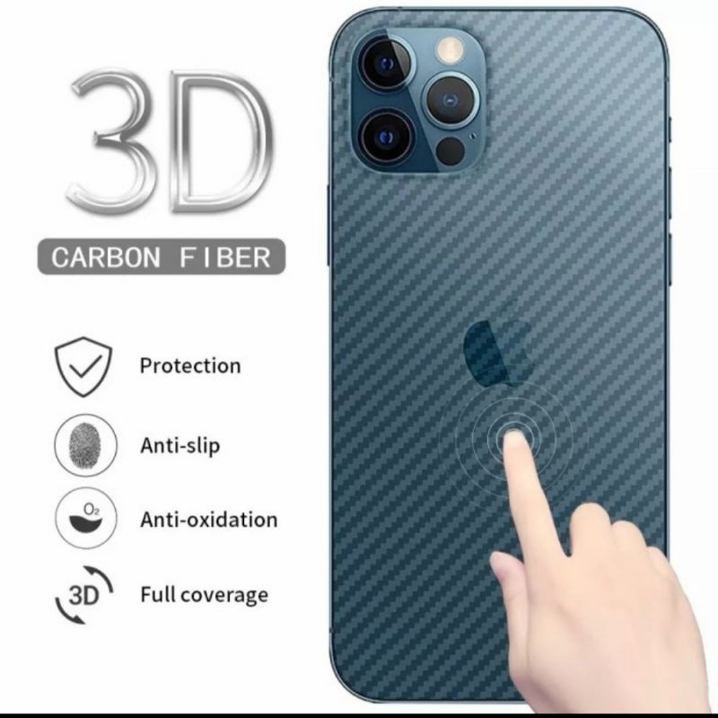 GARSKIN Sticker Carbon iPhone 13 Mini Pro Max Skin Carbon Transparan Fiber Protection Back Sticker Carbon