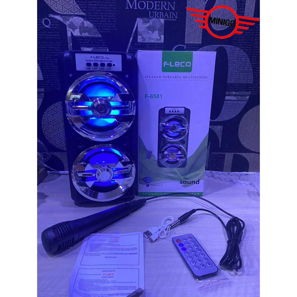 SPEAKER KARAOKE FLECO F-6581/6582 + MIC + REMOTE USB/BT/AUX/TF /vibox f-2021 / f-2022 &amp; yd809