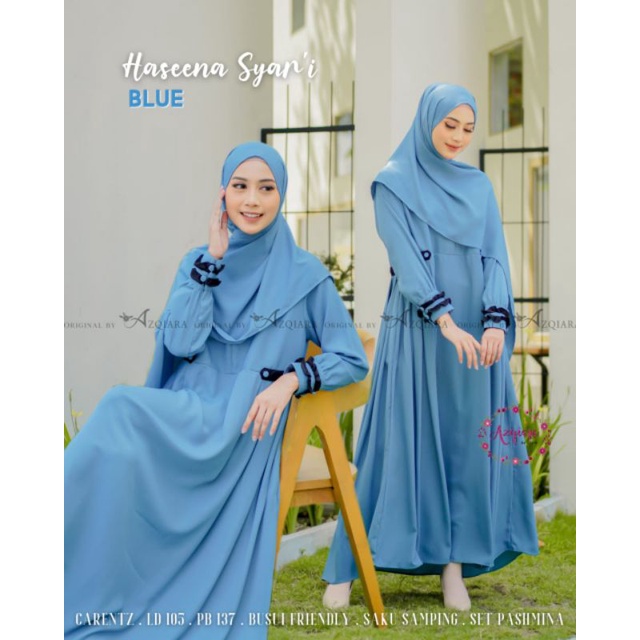 Gamis Terbaru HASEENA Syari ori by AzQiara Set Pasmina