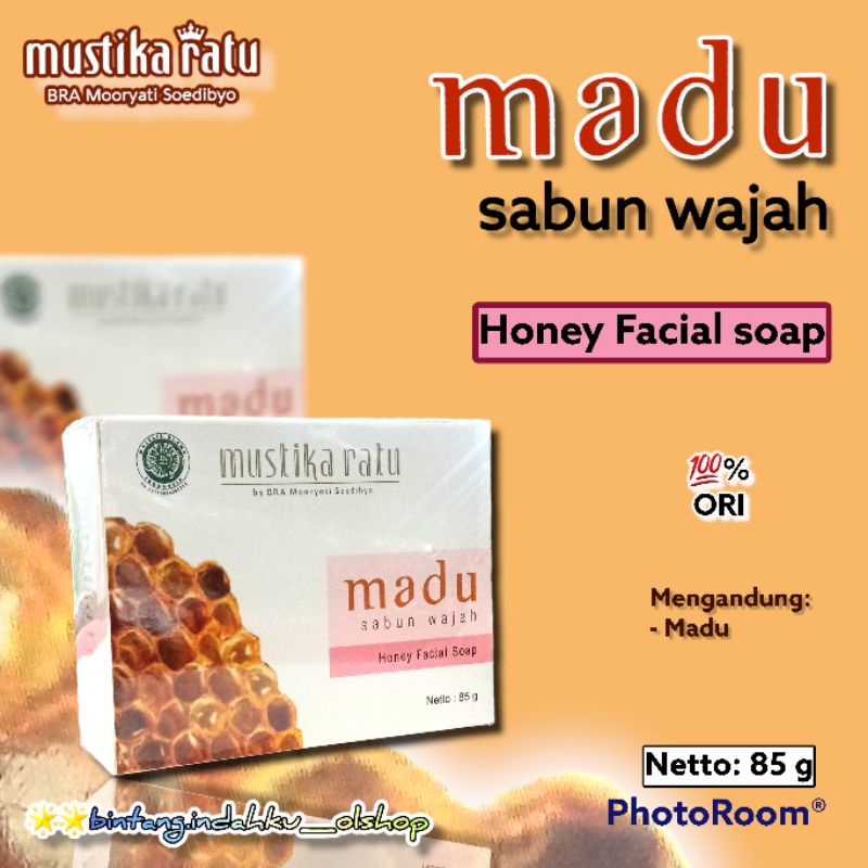 #MUSTIKA RATU# SABUN WAJAH MADU 85 gr~HONEY FACIAL SOAP~MENJAGA KELEMBABAN KULIT