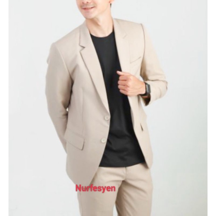 Jas pria warna cream / setelan Jas pria cream / Jas full cream