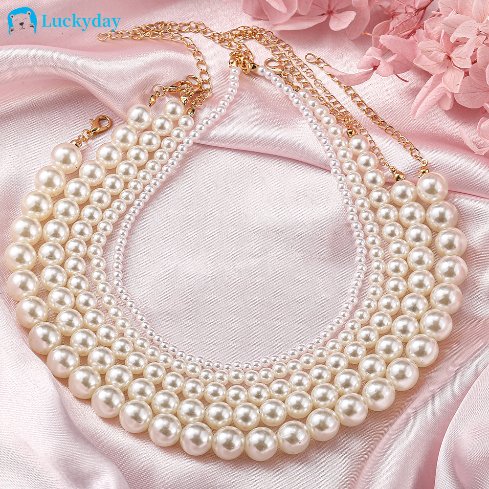 YEEZII Kalung Rantai Liontin Mutiara Gaya Korea Untuk Wanita