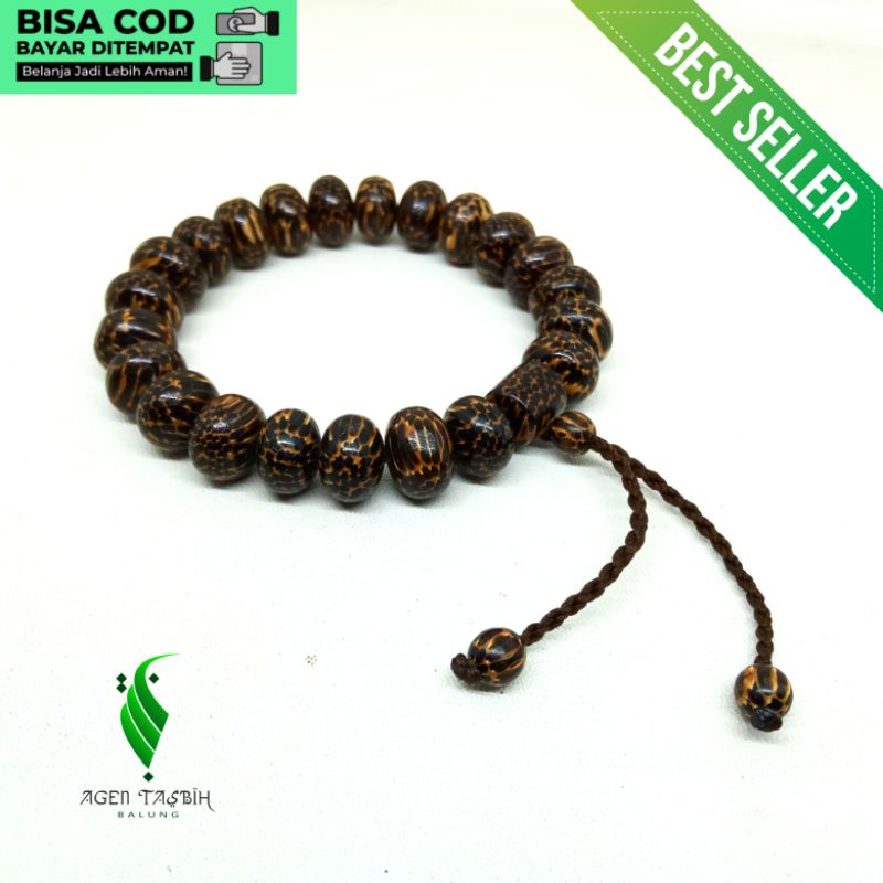 Gelang Kayu Liwung Macan Asli Motif Pipih Size 12mm