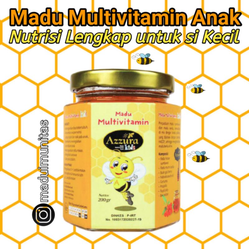 

Madu Anak untuk Flu, meningkatkan Imunitas & Nafsu Makan, Obat Sariawan & Panas dalam, Memelihara Kesehatan Mata - Multivitamin Kids - Azzura - Asli Murni Sehat Alami Berkualitas