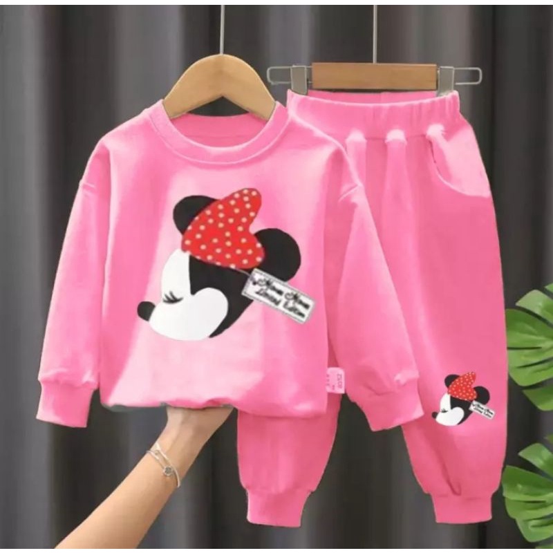 SETELAN SWEATER ANAK PEREMPUAN 1-6 TAHUN/PAKAIAN SWEATER MICKEY MUOSE BEBYTERY ANAK PEREMPUAN