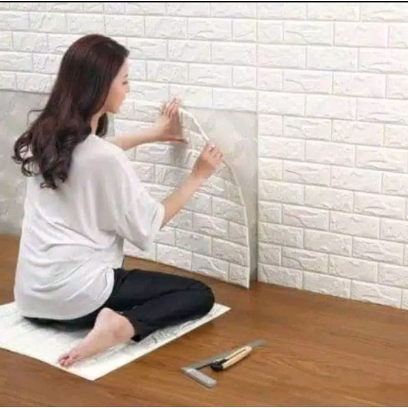 wallpaper dinding bata 3d / uk 77x70cm