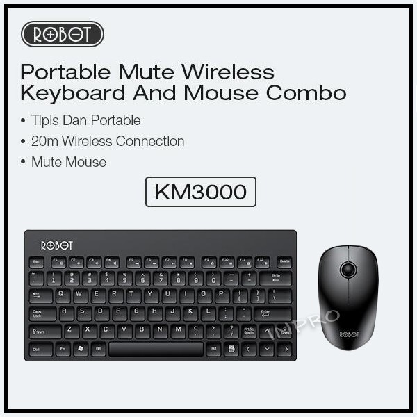 Robot KM3000 Portable Mini Wireless Keyboard &amp; Mouse Combo