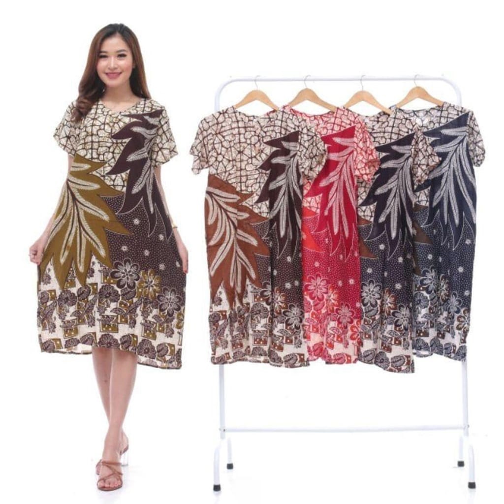 Daster Kencana Ungu Batik - Daster Busui LD 105 - Atasan Wanita - Batik Motif Abstrak Kekinian-Carica