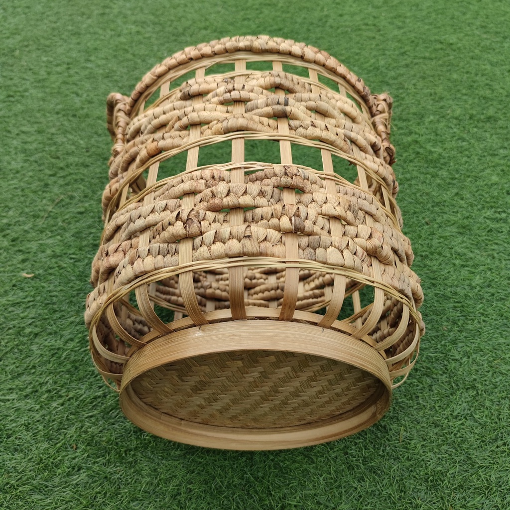 Keranjang Basket Handle Laundry Baju Corak Mix Bambu M - 33x33x35cm