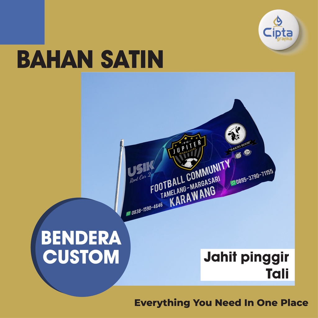 BENDERA CUSTOM / CETAK BENDERA LOGO PERUSAHAAN/ BENDERA KOMUNITAS / BENDERA PARTAI/ UMBUL UMBUL / FL