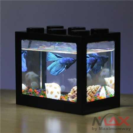 TOPINCN Aquarium Mini Lego Block with Colorful LED - TOP5 Warna Hitam