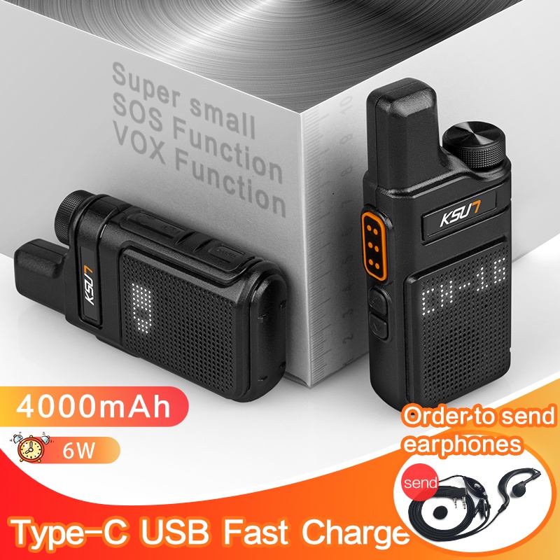 KSUN X-M6 Mini Two Way Radio UHF PMR 446 Walkie Talkie 2PCS Portable Radio Transceiver Intercom Inte