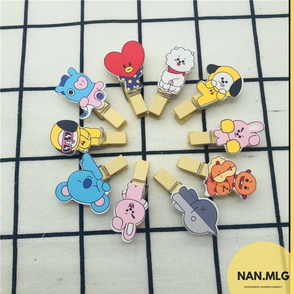 WOODEN CLIP BTS JEPITAN KAYU BT21 ARMY