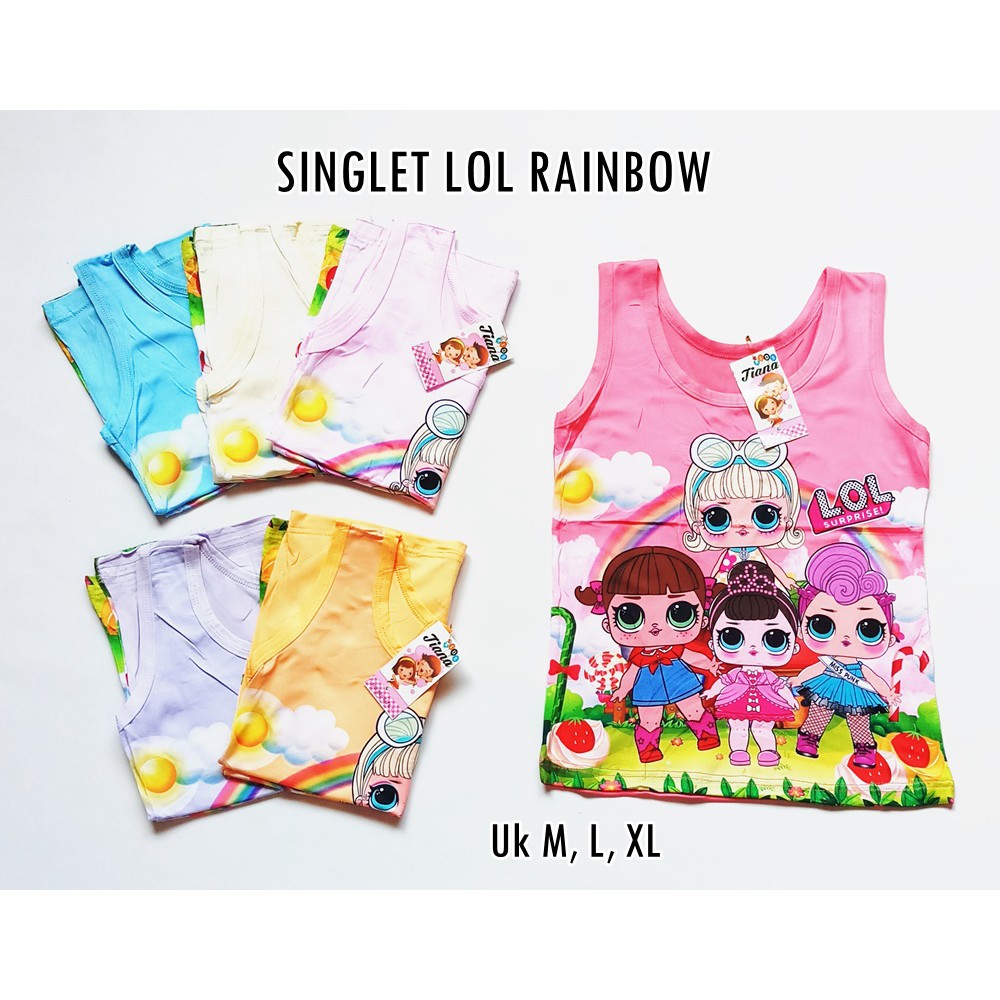 Kaos Singlet Motif LOL Rainbow Tali Kecil Besar / Kaos Dalam Anak Perempuan