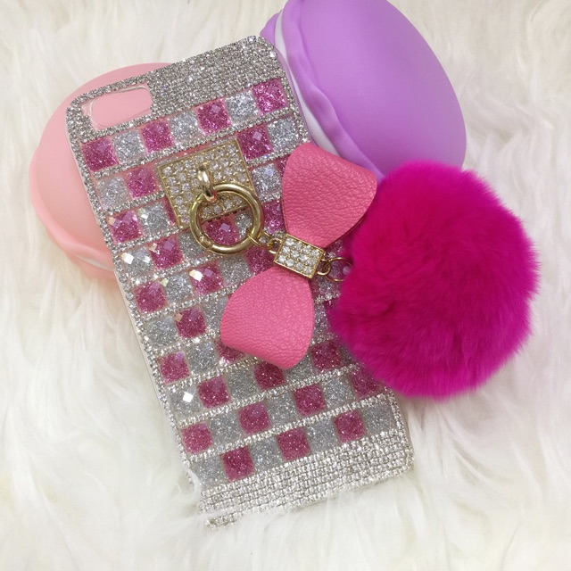 Gliter Bling Ribbon Pompom case  Oppo ip  samsung