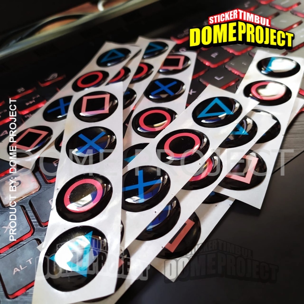 STIKER PLAYSTATION BUTTON STIKER EMBLEM LENTUR TIMBUL STIKER 3D AKSESORIS SEPEDA MOTOR