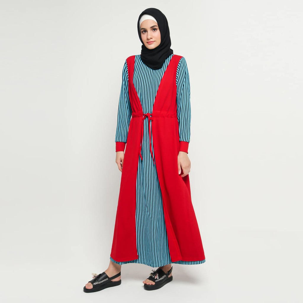 Long Dress Gamis maxi Wanita Muslim kombinasi warna - XSHOP Chessy