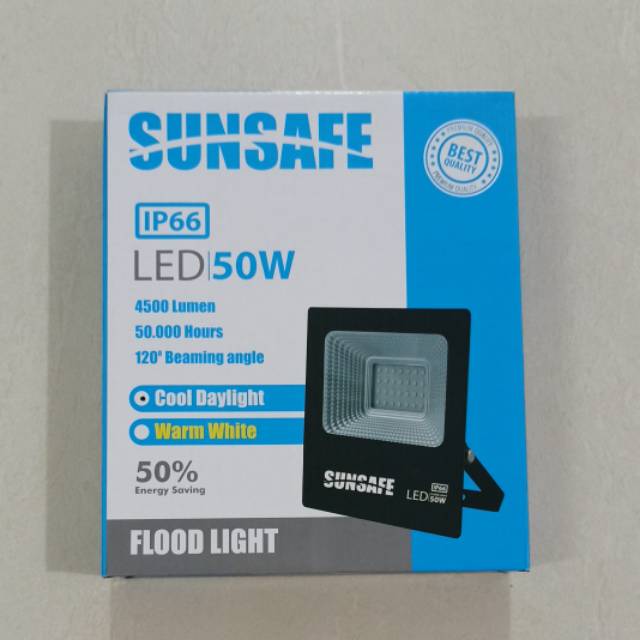 Lampu Sorot/Lampu Tembak/Flood Light LED 50Watt IP66 SUNSAFE Putih