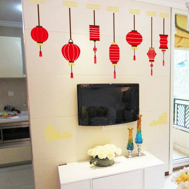 RELIZA Wall Sticker / Stiker Dinding 60X90 Lampion Lentera Chinese New Year Imlek SK9161