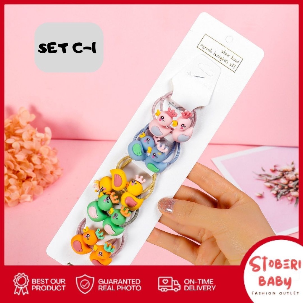 PUNCAK 3.3 stoberi baby - IKAT TWINS LULU 10PCS / Set Ikatan Rambut Anak Icon Karakter Import / Ikat Rambut Anak Karet Motif Karakter