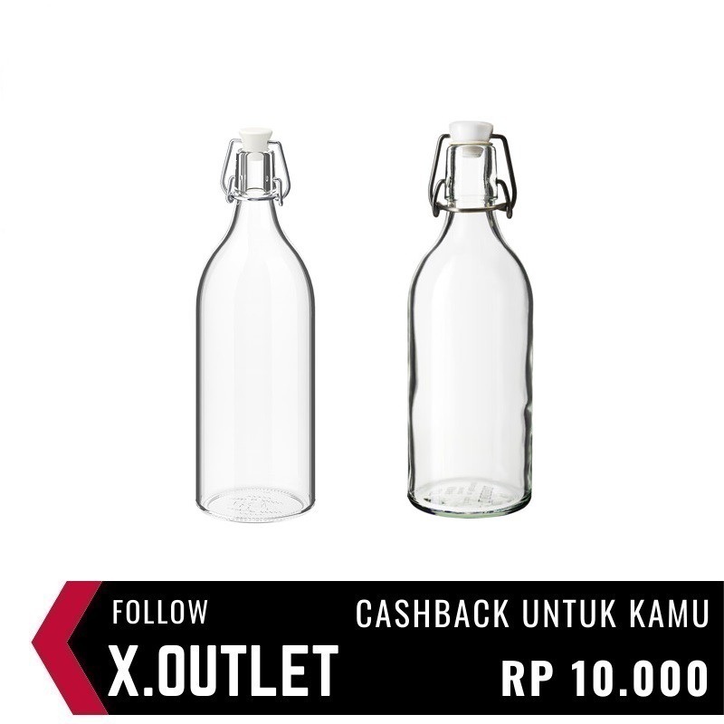 KORKEN - Botol - Pitcher - Container Tertutup - Kaca Bening - 500 ml - 1 liter - IKEA
