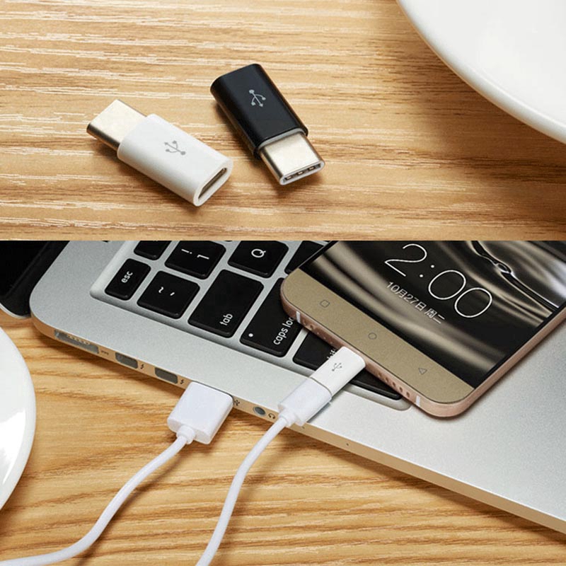 2Pcs Micro USB to Type C Adapter Connector For Android phone