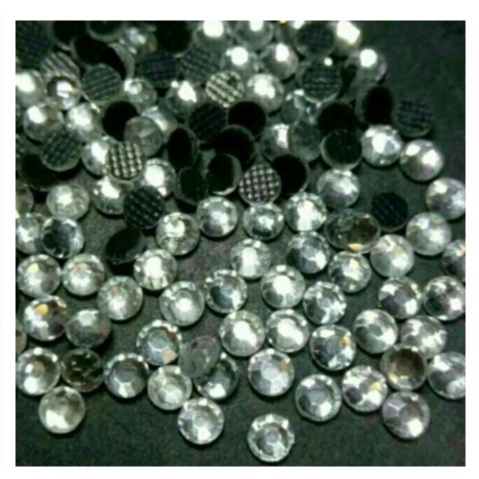 Mote gosok hotfix 5mm warna silver putih