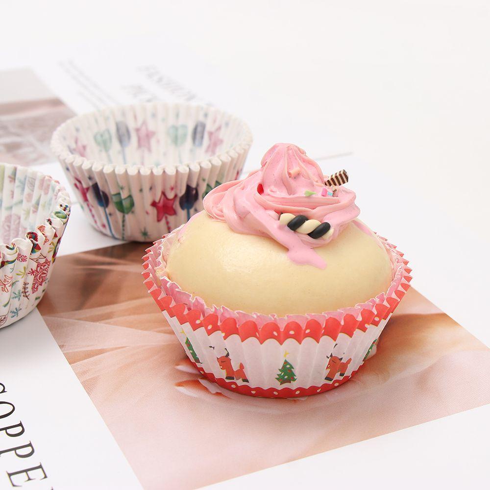 Preva 100 Pcs Natal Cake Cup Aksesoris Dapur Alat Dekorasi Kue Perlengkapan Pesta Liner Muffin Kotak