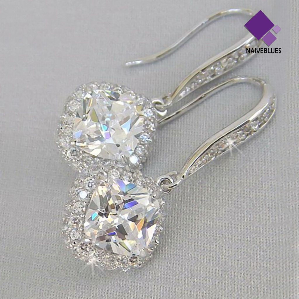 Naiveblue &gt; Anting Tusuk Gantung Hias Cubic Zirconia Untuk Wanita