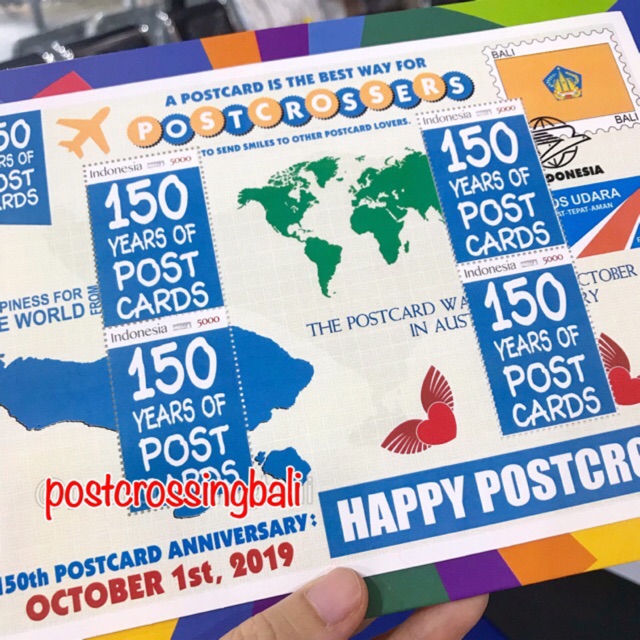

Prangko Prisma 150 Years of Postcards Bali Happy Postcrossing 150y Perangko Postcard Anniversary